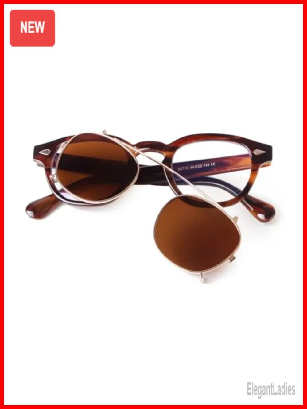 Clip on over Glasses Sunglasses Vintage Small Round Clipon Glasses Unisex 46mm